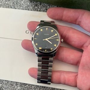 Gucci G-timeless watch 38mm black guilloche dial